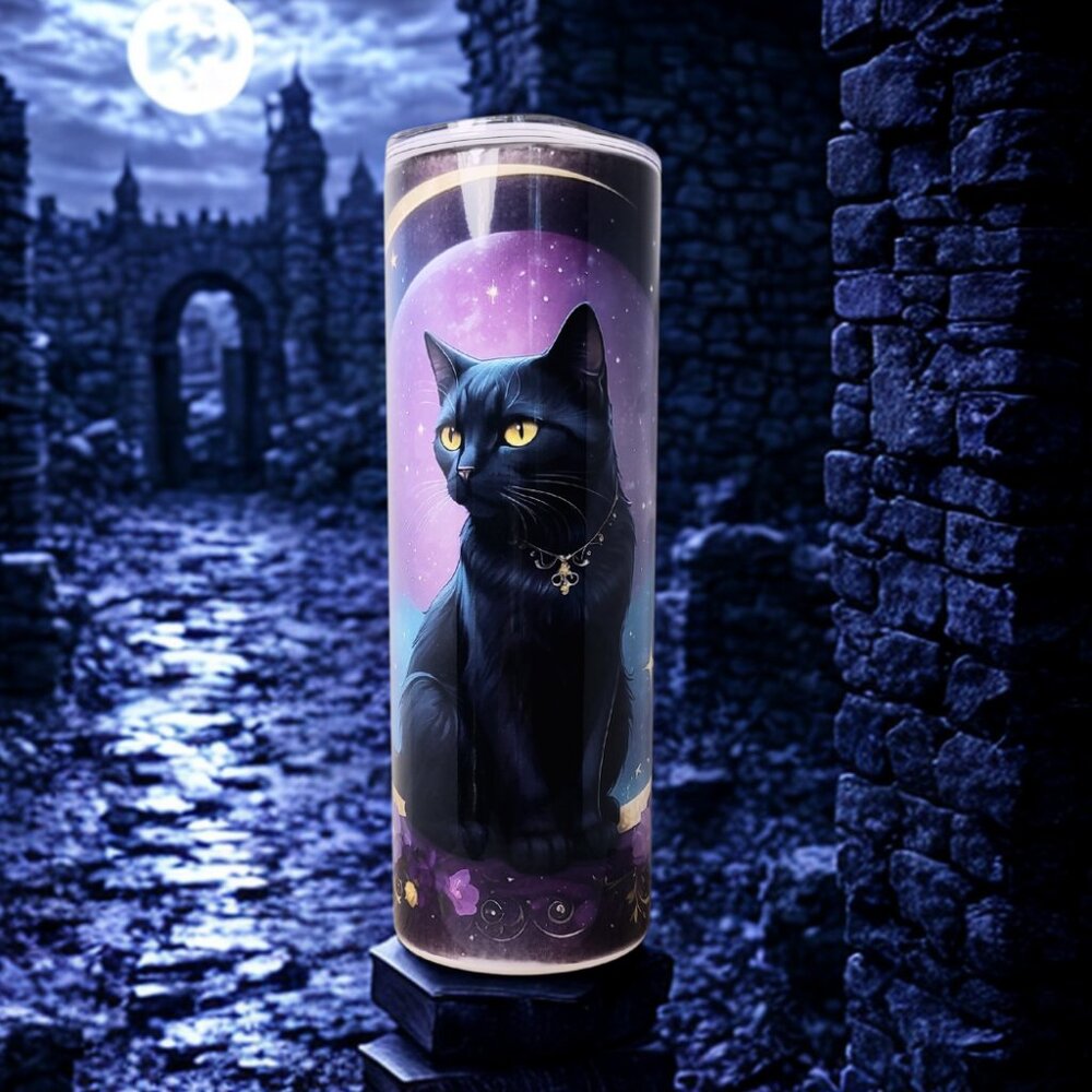 Mystical Black Cat 20 oz Tumbler | Scott Heil of the Crowing Hen of Clayton